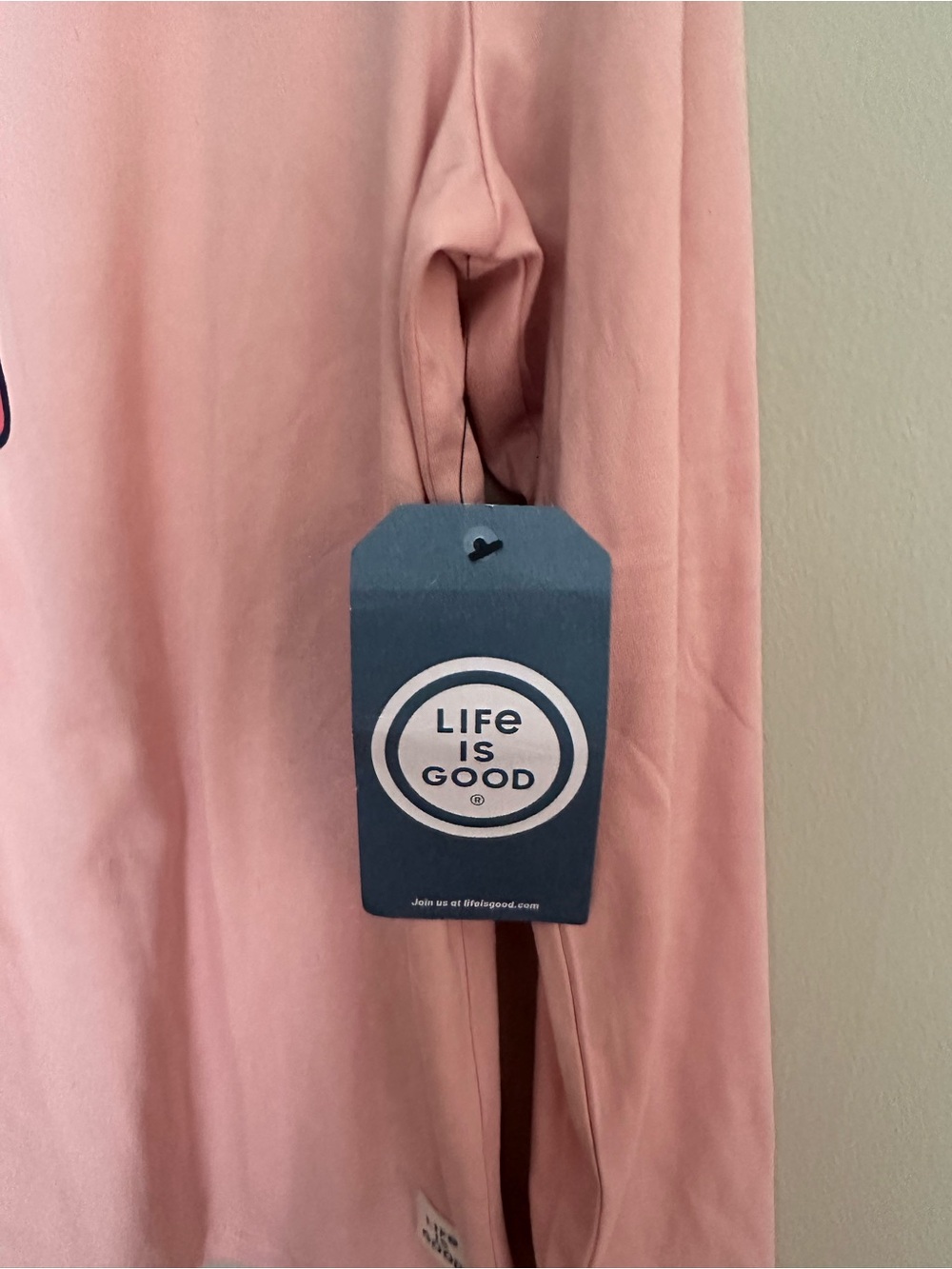 LIFE IS GOOD, size SMALL, PINK  Long-Sleeve Tee with Coffee Mug Graphic - Picture 5 of 6